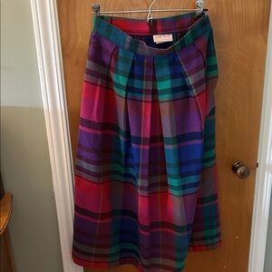 Vintage made in USA wool plaid jewel color Skirt